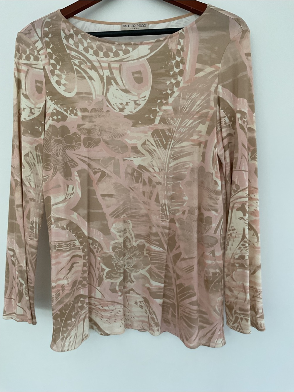 EMILIO PUCCI TOP FLORAL PRINT JERSEY LONG SLEEVES sz IT 42 US 6 - Picture 3 of 6